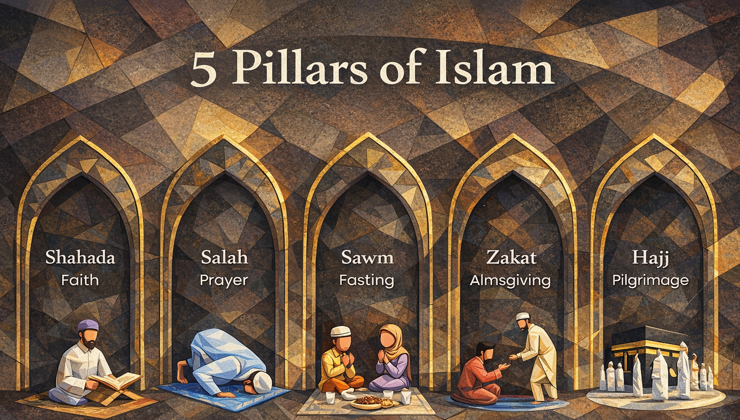 Geometric illustration representing the five islamic pillars