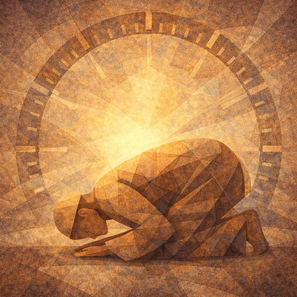 Abstract human figure in prayer posture